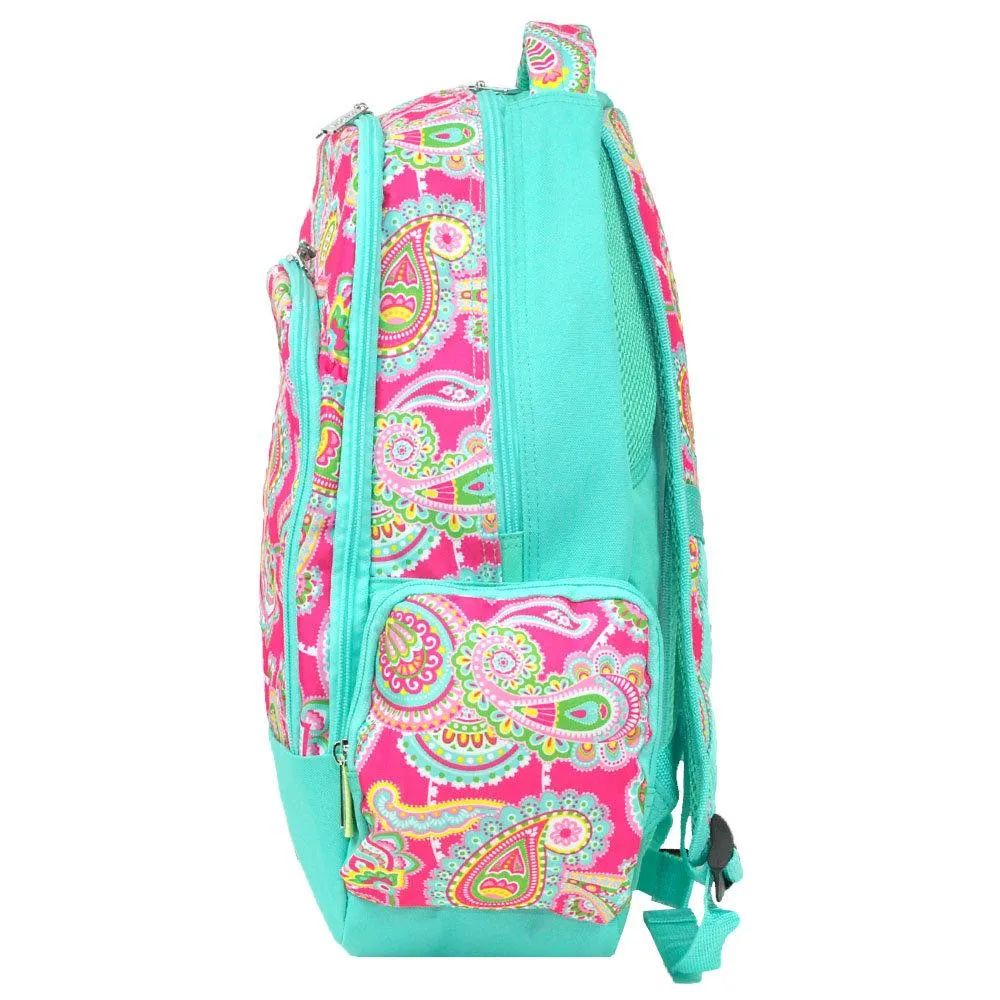 Monogrammed Lizzie Pink Paisley Girls Laptop Backpack