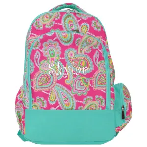 Monogrammed Lizzie Pink Paisley Girls Laptop Backpack