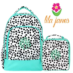 Monogrammed Spotty Dog Lunch Bag and Backpack Combo