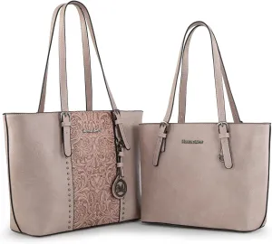 Montana West Tote Bag for Women Large Purse and Handbags Set Embossed Collection Purse 2Pcs Set