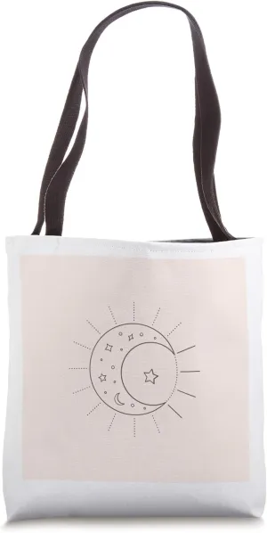 Moon Sun Minimalist Star Astrology Art Print Decor Gift Tote Bag