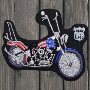 Motorcycle USA Route 66 Embroidered Patch — Iron On