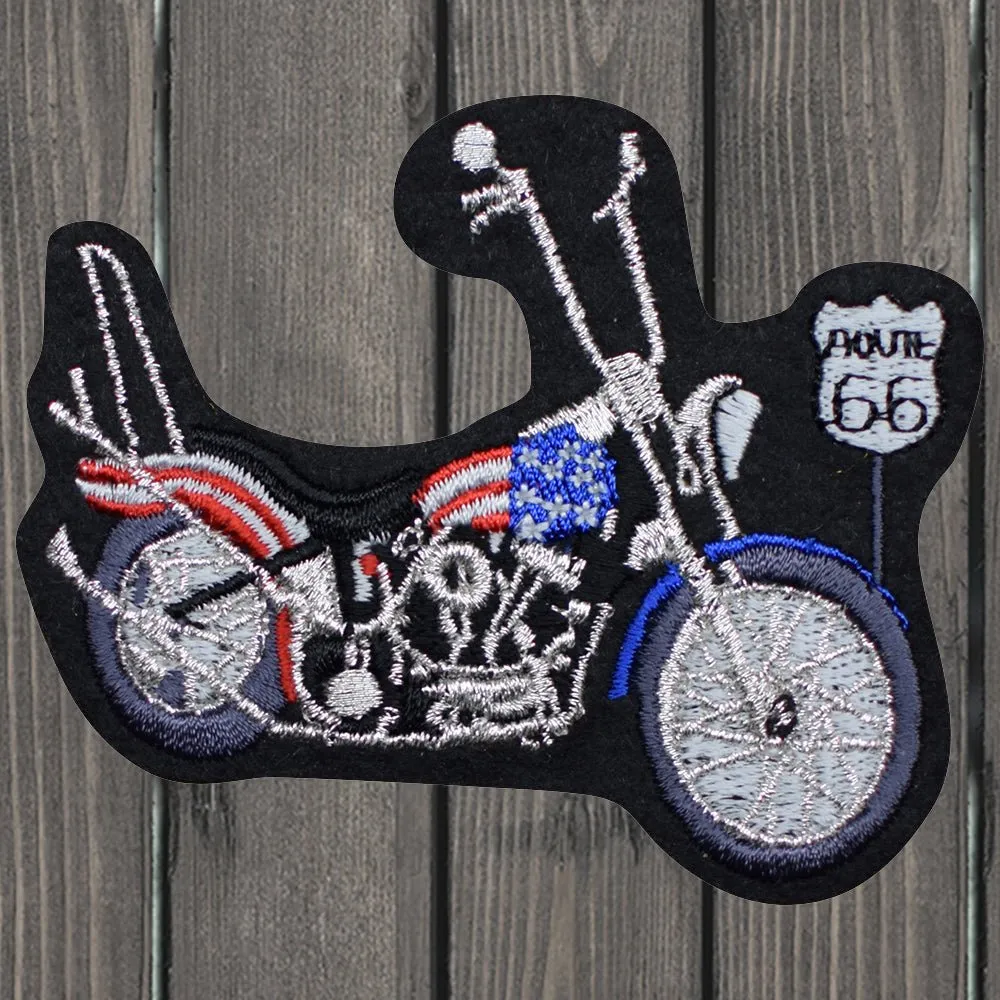 Motorcycle USA Route 66 Embroidered Patch — Iron On