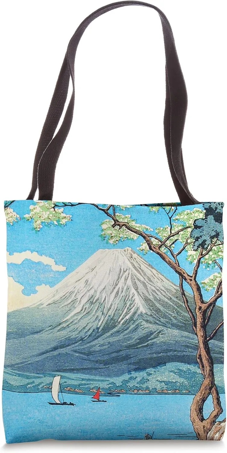 Mount Fuji Lake Landscape Vintage Japanese art Shin-hanga Tote Bag