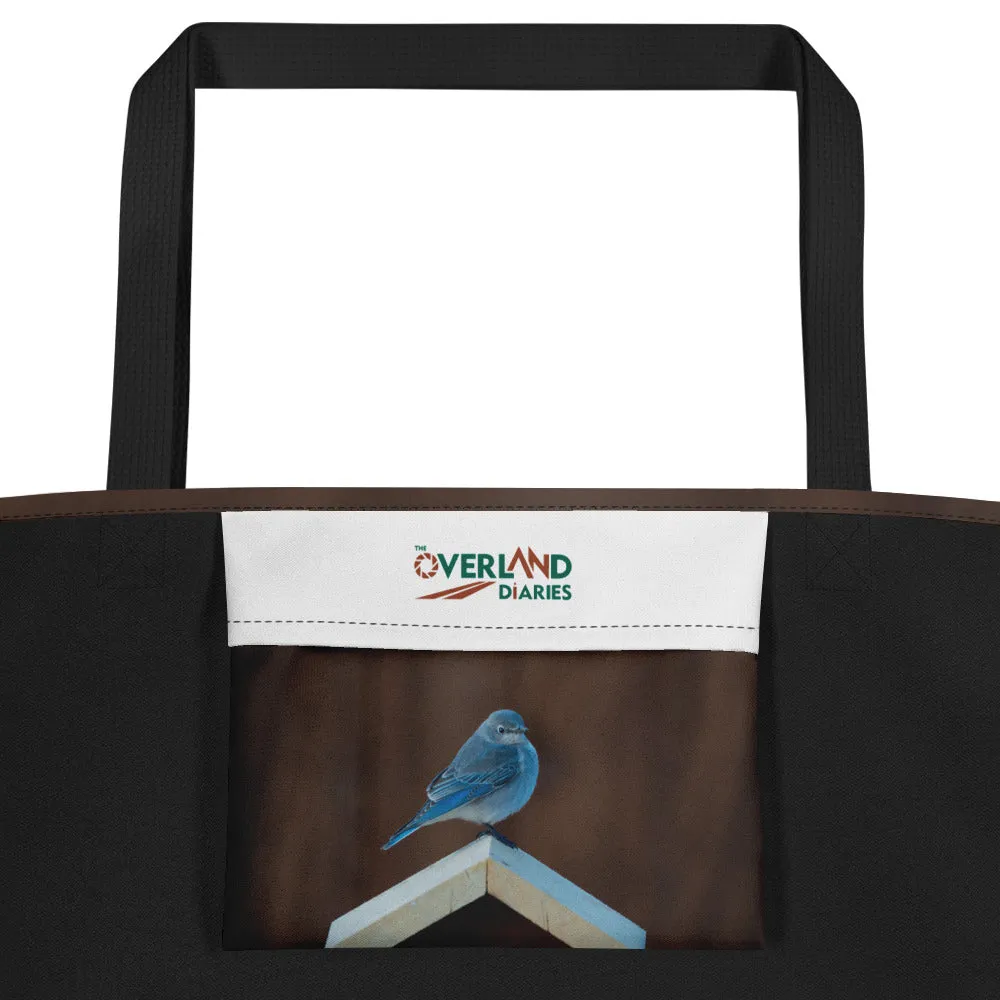 Mountain Bluebird All-Over Print Large Tote Bag