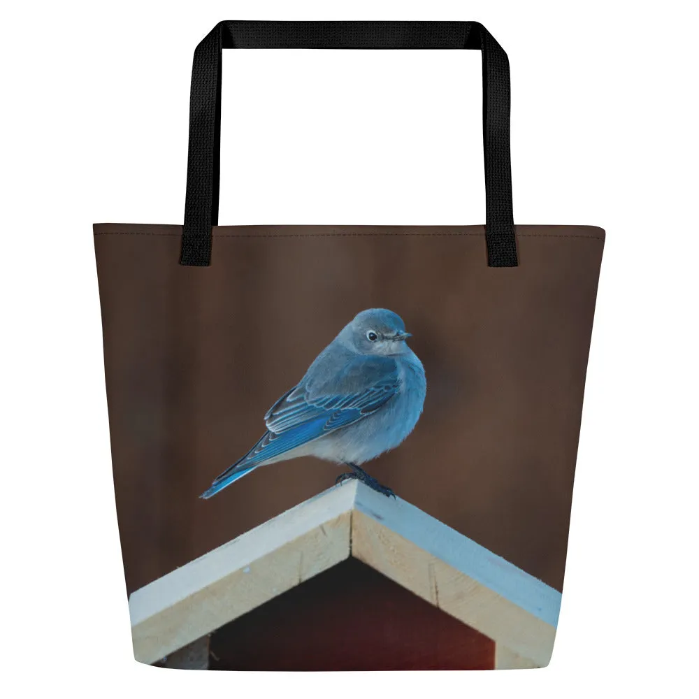 Mountain Bluebird All-Over Print Large Tote Bag