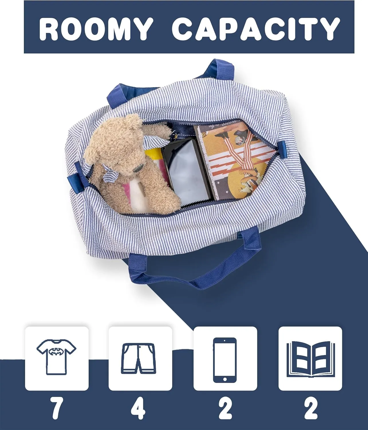 MT WORLD Kids' Backpacks Set Personalized Backpacks with Lunchboxes and Travel Duffel Bag with Embroidered Name Seersucker Toddler Bookbag with Lunch Bag and Overnight Bag for Girls Boy