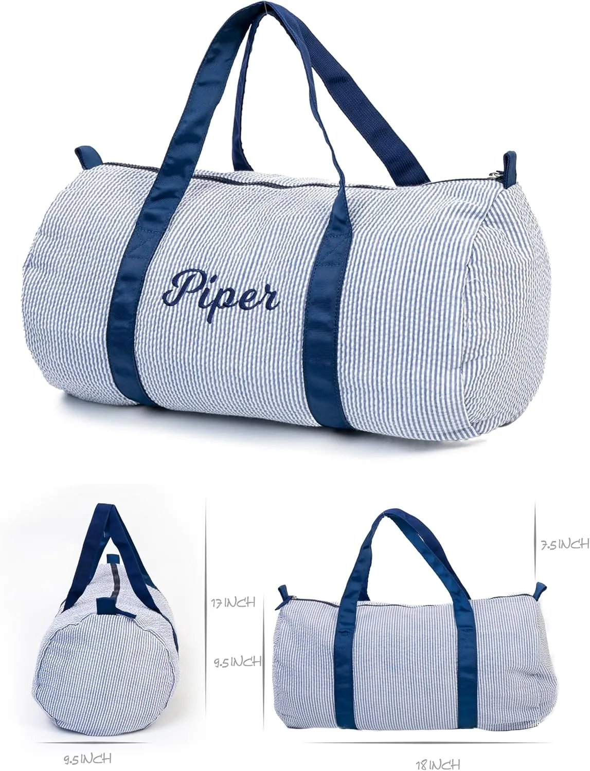 MT WORLD Kids' Backpacks Set Personalized Backpacks with Lunchboxes and Travel Duffel Bag with Embroidered Name Seersucker Toddler Bookbag with Lunch Bag and Overnight Bag for Girls Boy