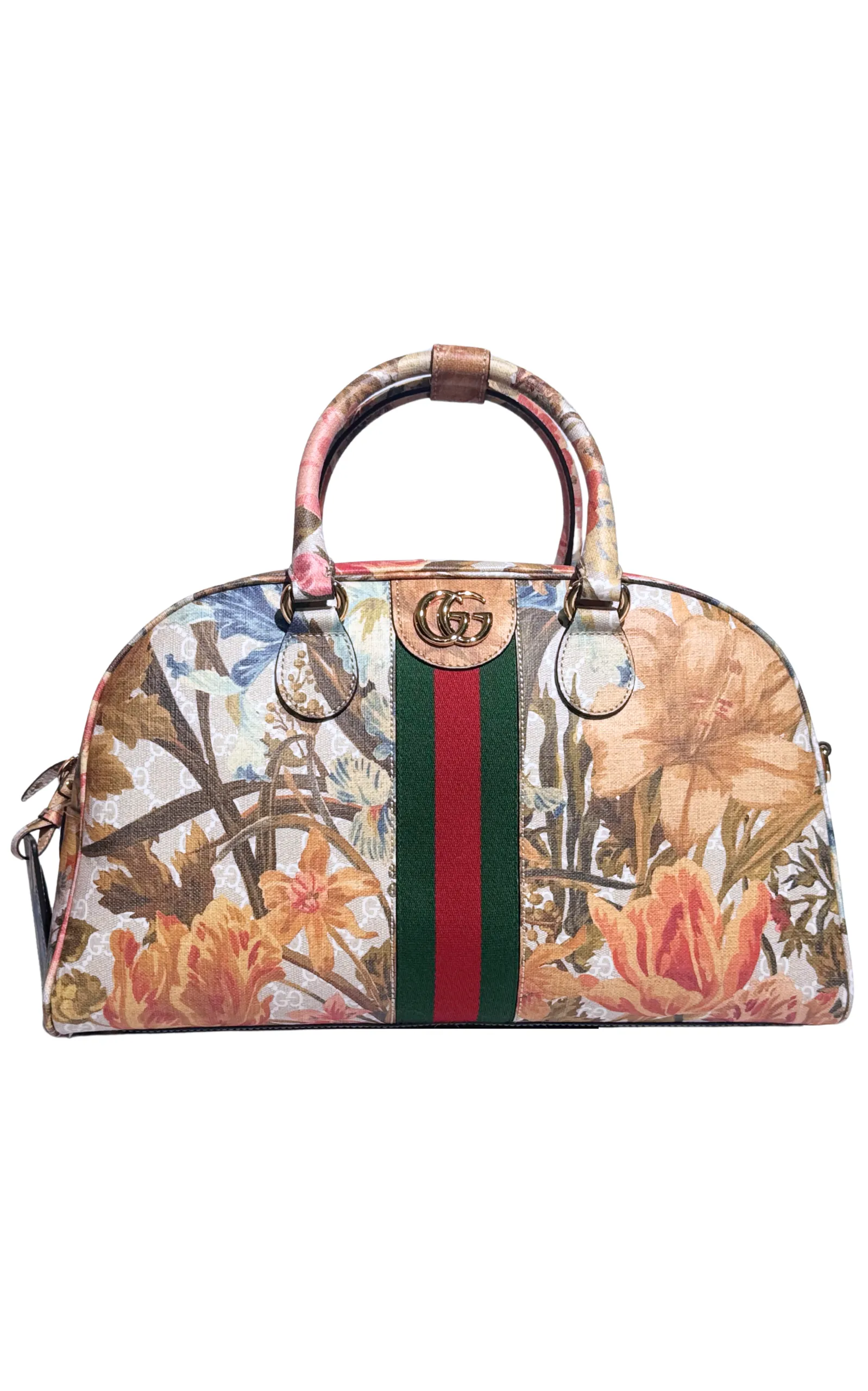 Multicolor Floral Print GG Coated Canvas Ophidia Bag