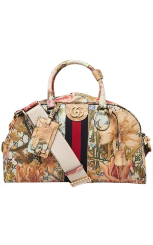 Multicolor Floral Print GG Coated Canvas Ophidia Bag
