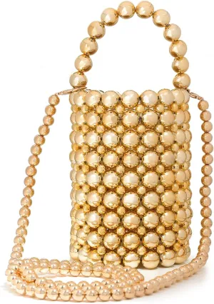 Multicolor Hand Beaded Handheld Crossbody Women's Evening Bag Bucket Bag