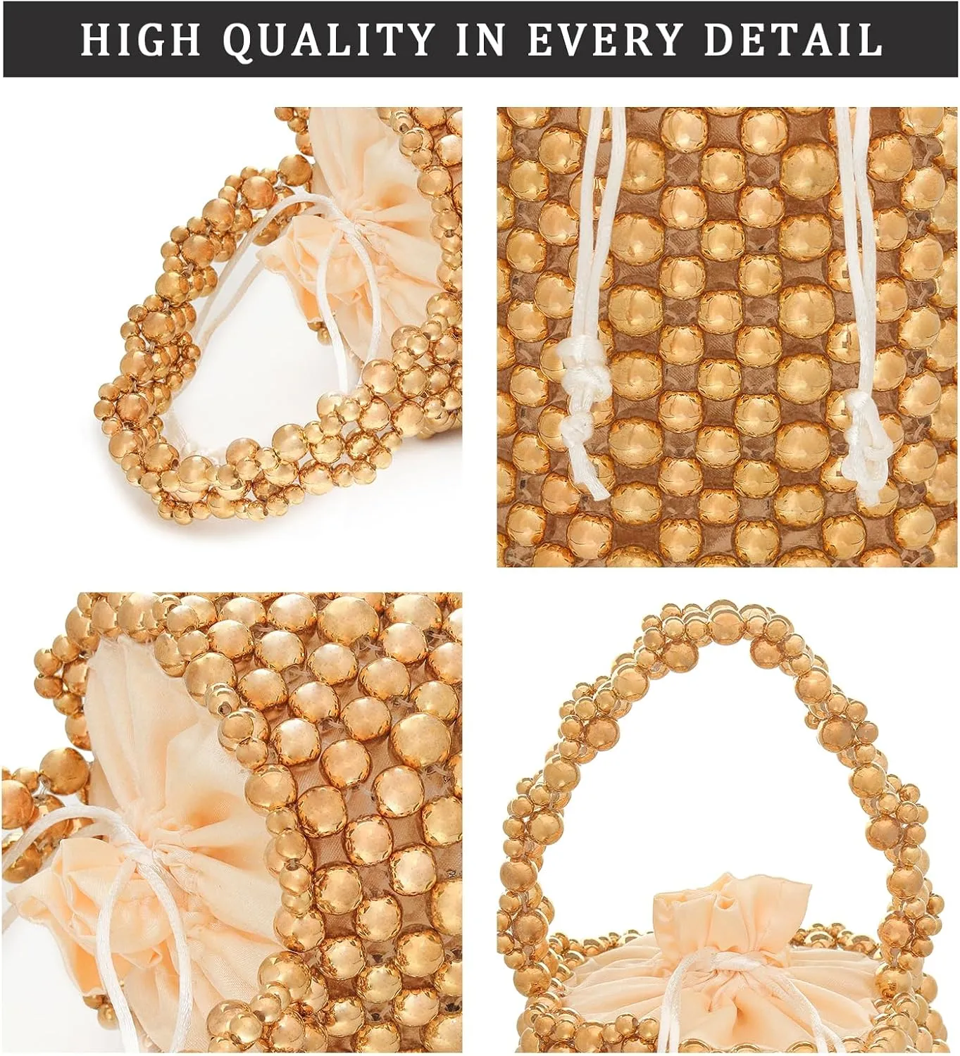 Multicolor Hand Beaded Handheld Crossbody Women's Evening Bag Bucket Bag