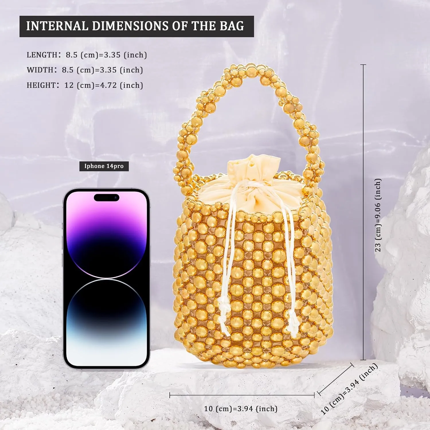 Multicolor Hand Beaded Handheld Crossbody Women's Evening Bag Bucket Bag
