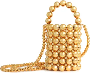 Multicolor Hand Beaded Handheld Crossbody Women's Evening Bag Bucket Bag