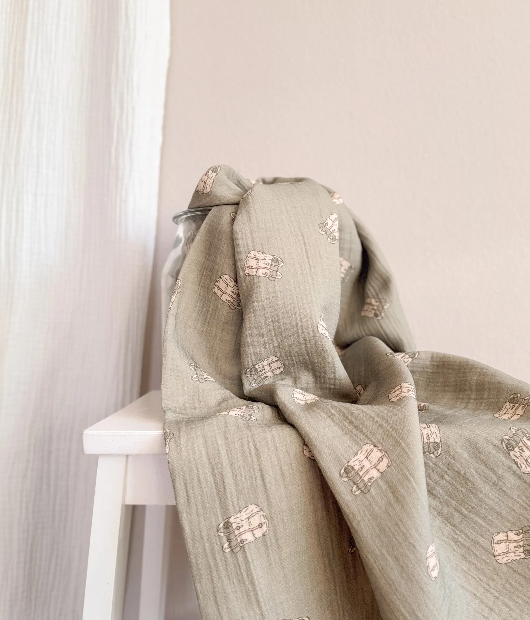 Muslin / olive boho backpacks