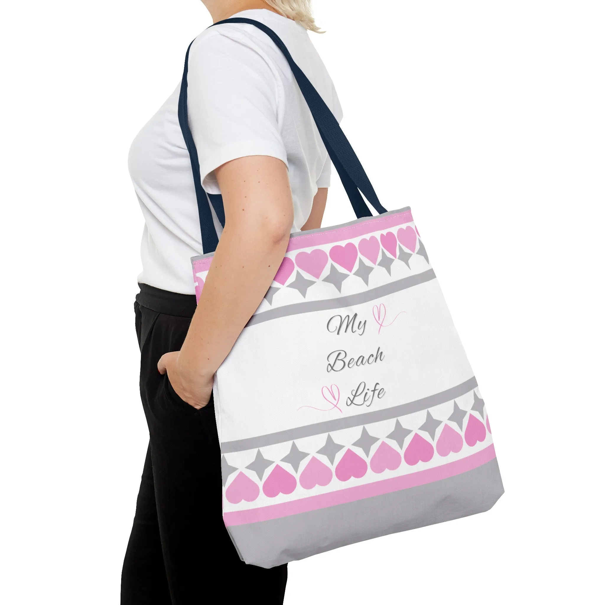 My beach life gray and pink Tote Bag (AOP)