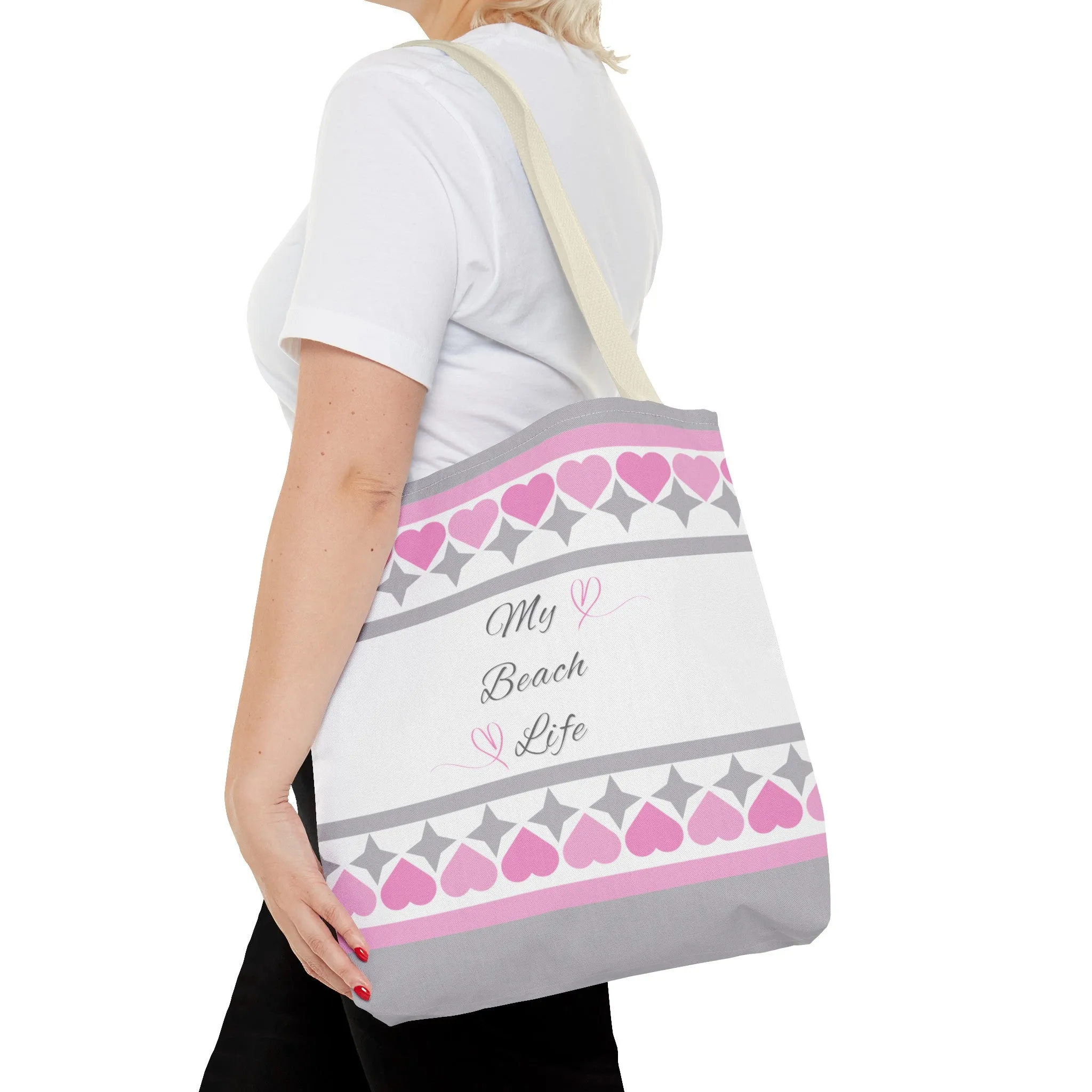 My beach life gray and pink Tote Bag (AOP)