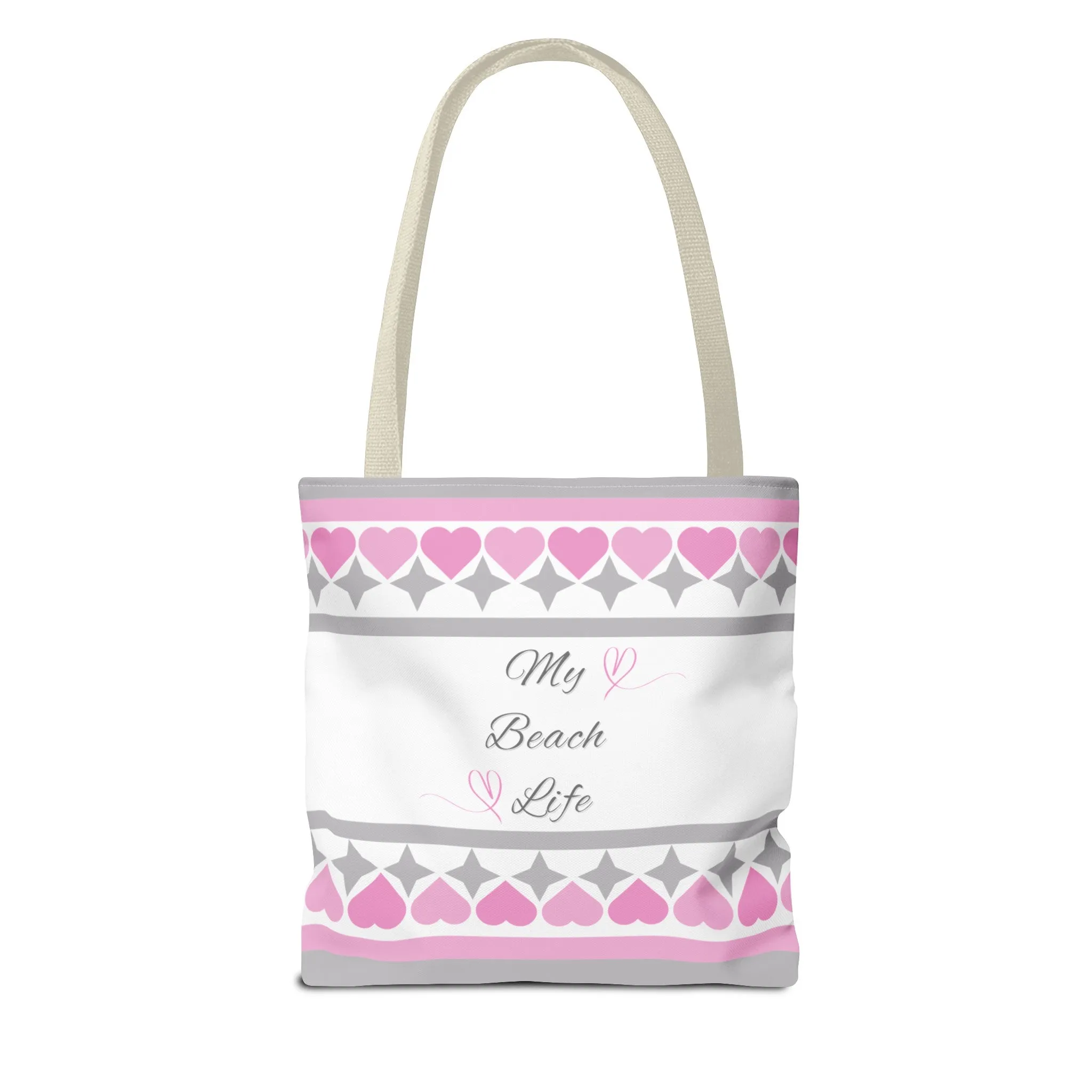 My beach life gray and pink Tote Bag (AOP)