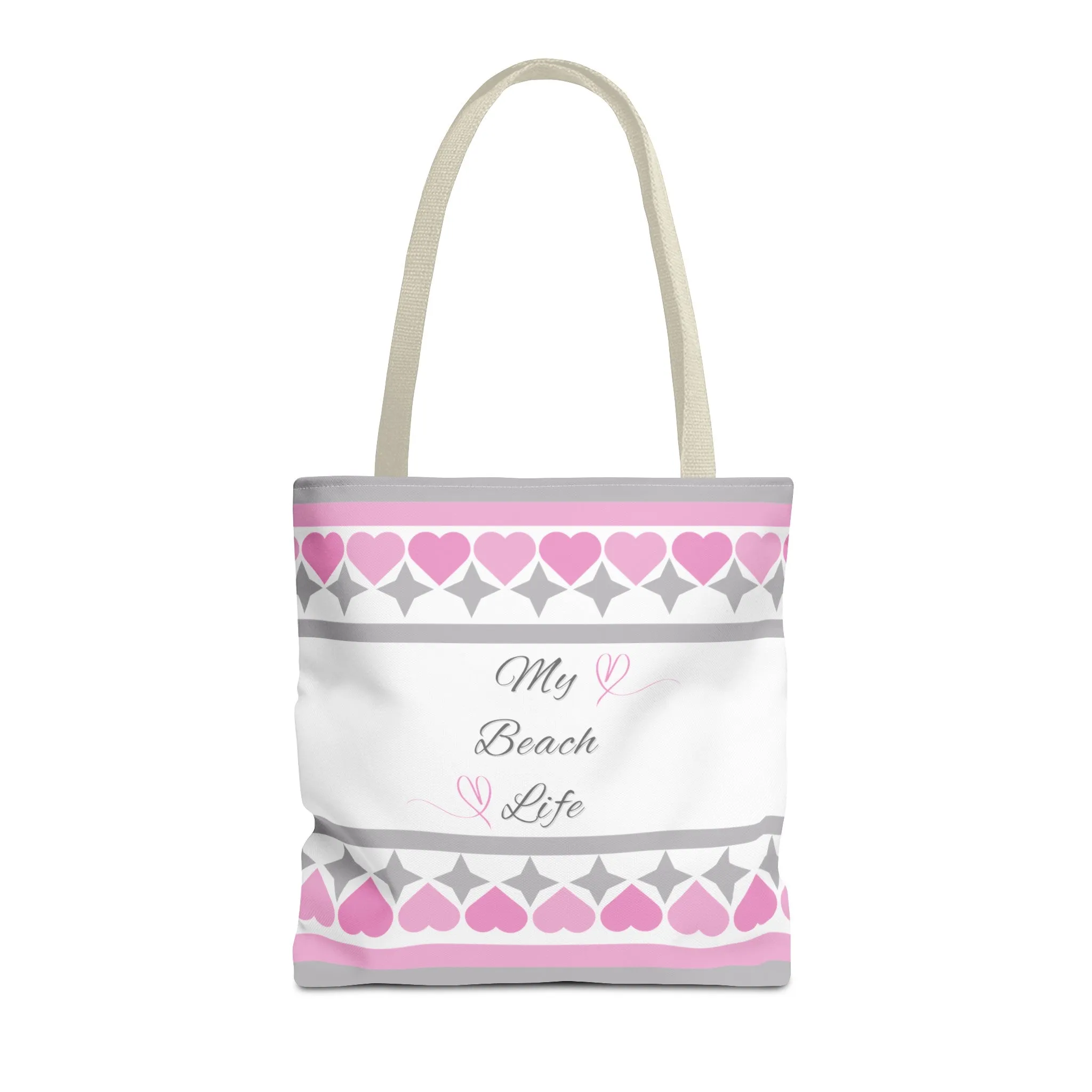 My beach life gray and pink Tote Bag (AOP)
