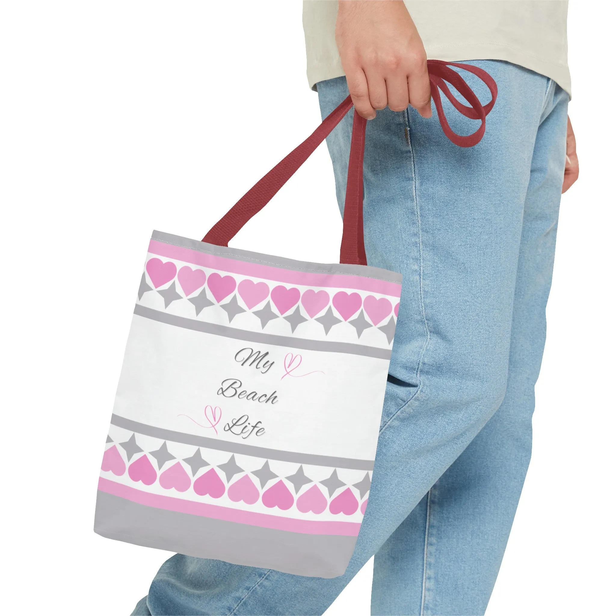 My beach life gray and pink Tote Bag (AOP)
