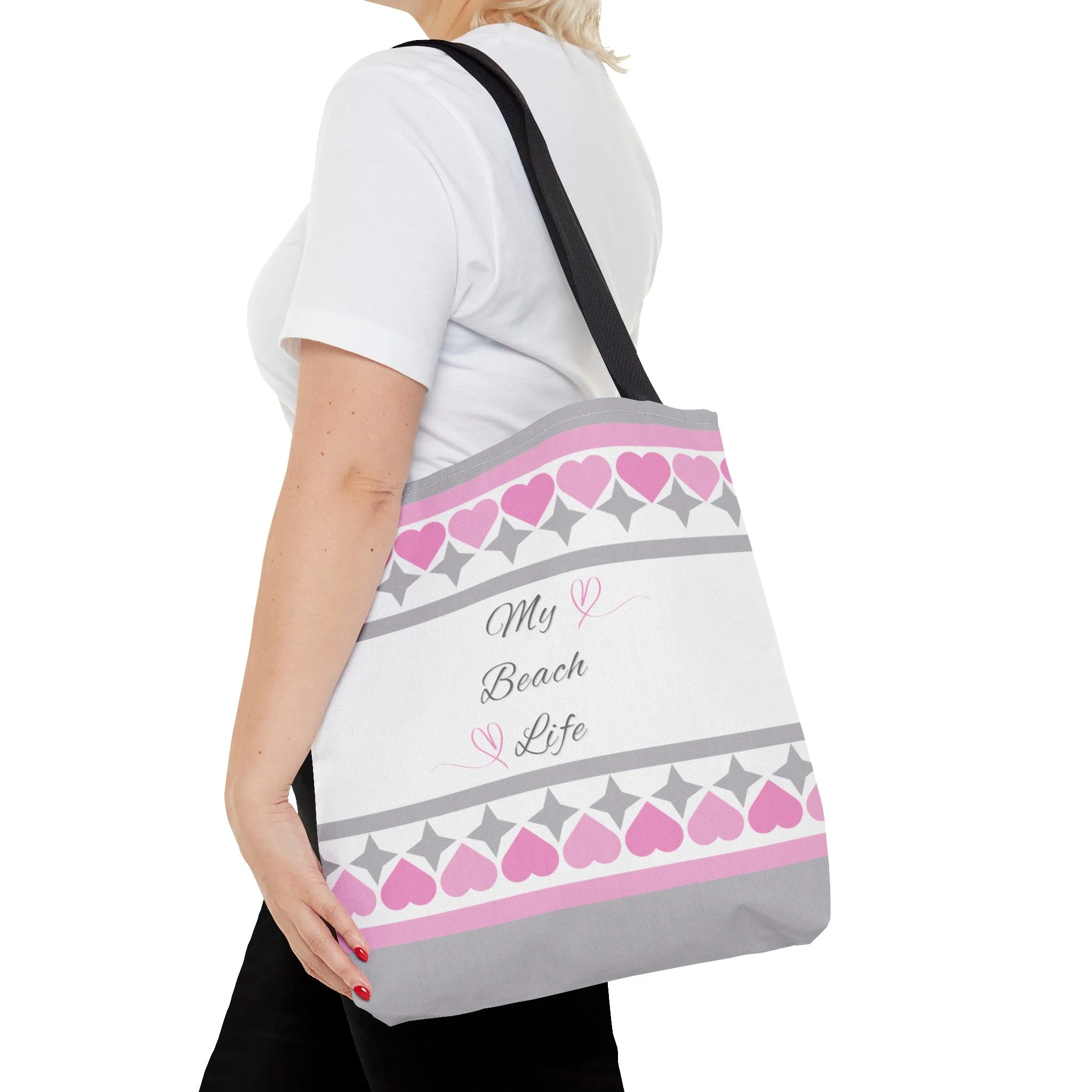 My beach life gray and pink Tote Bag (AOP)