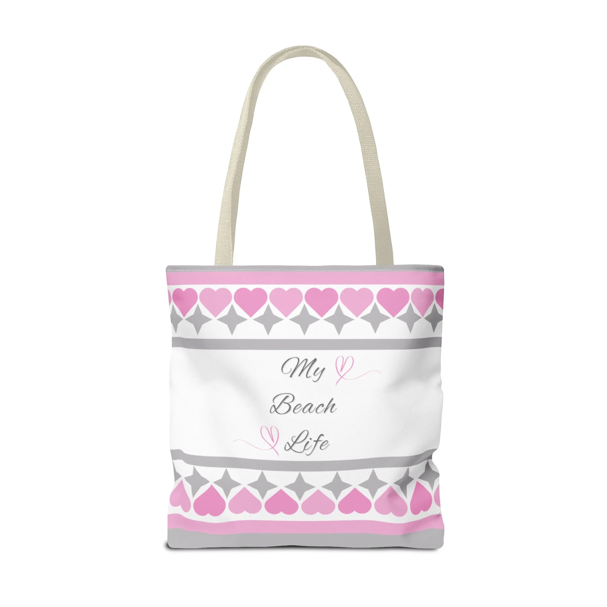 My beach life gray and pink Tote Bag (AOP)