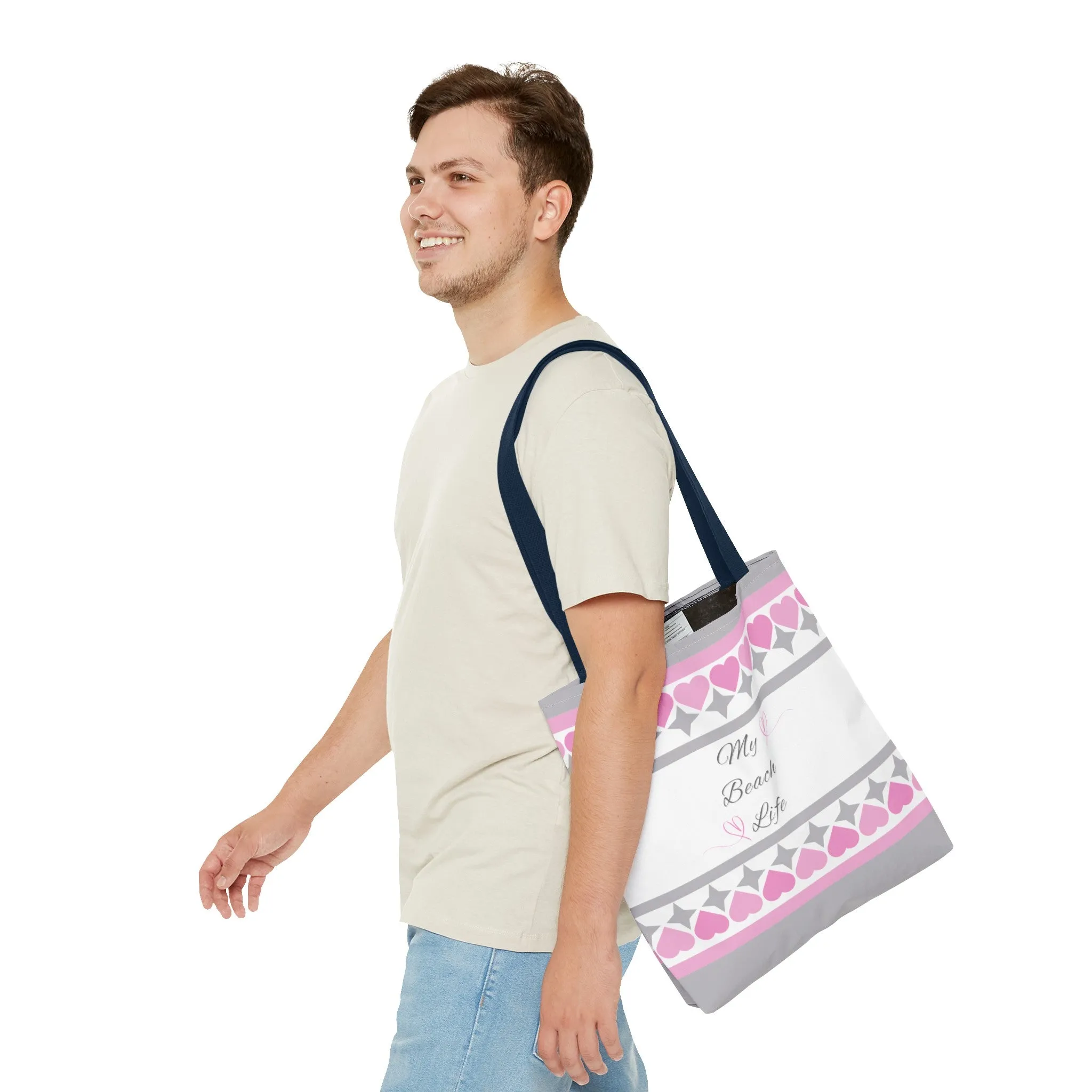My beach life gray and pink Tote Bag (AOP)