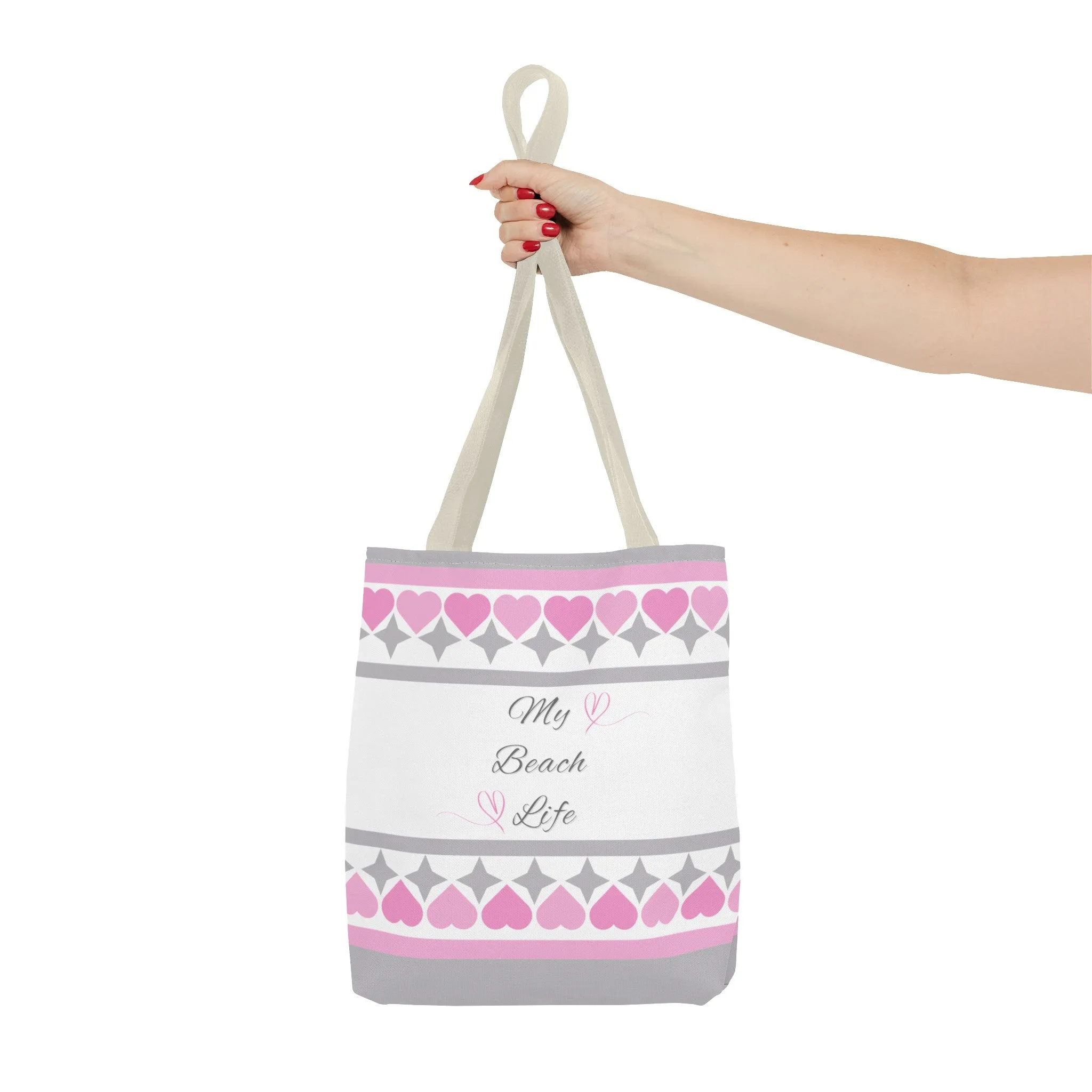 My beach life gray and pink Tote Bag (AOP)