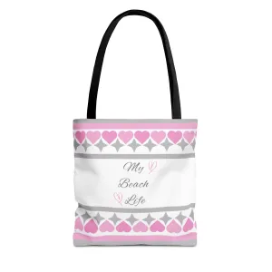 My beach life gray and pink Tote Bag (AOP)