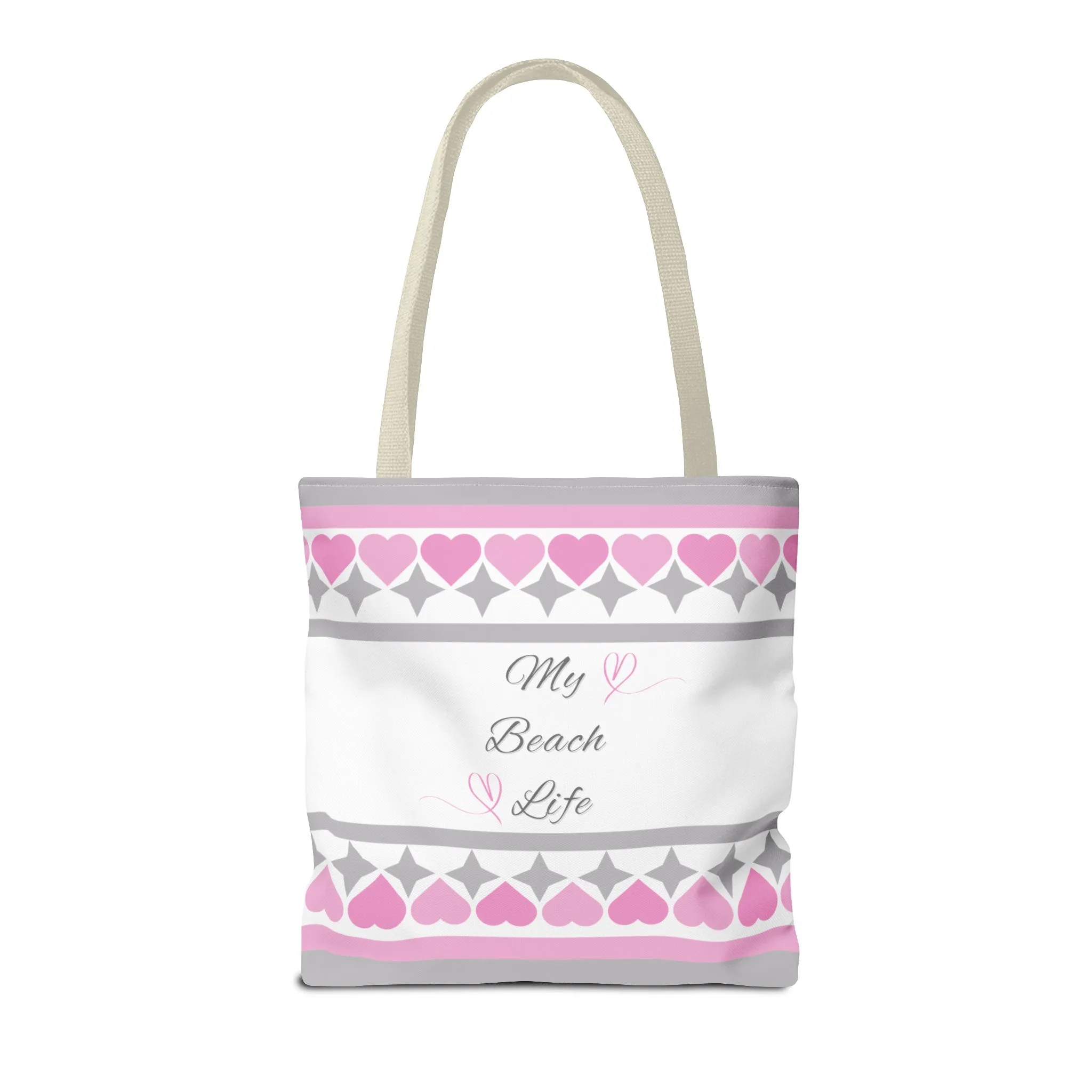 My beach life gray and pink Tote Bag (AOP)