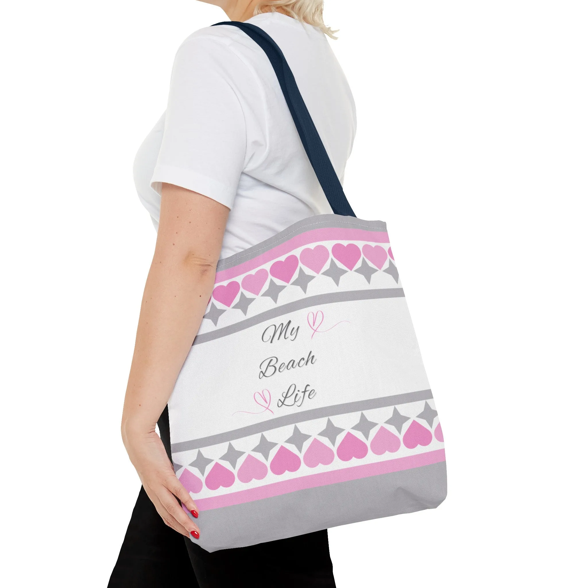 My beach life gray and pink Tote Bag (AOP)