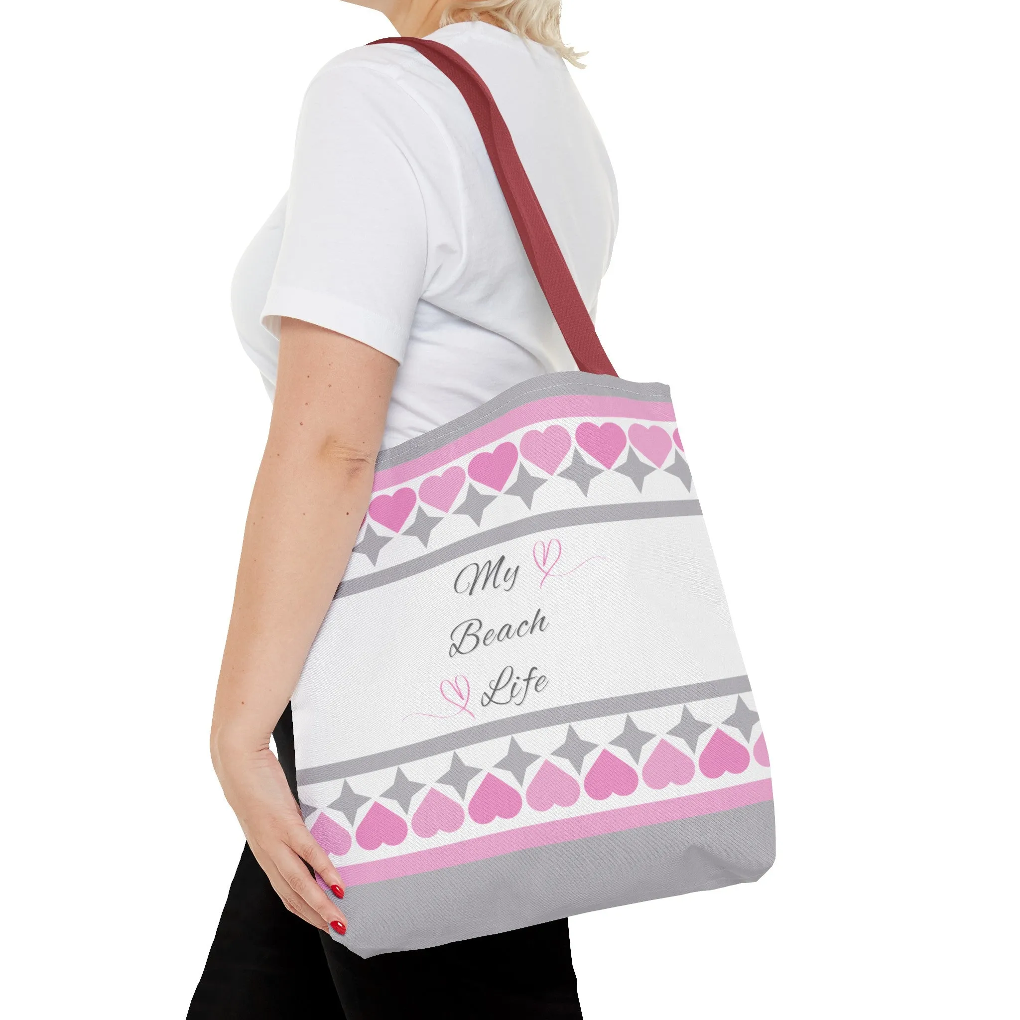 My beach life gray and pink Tote Bag (AOP)