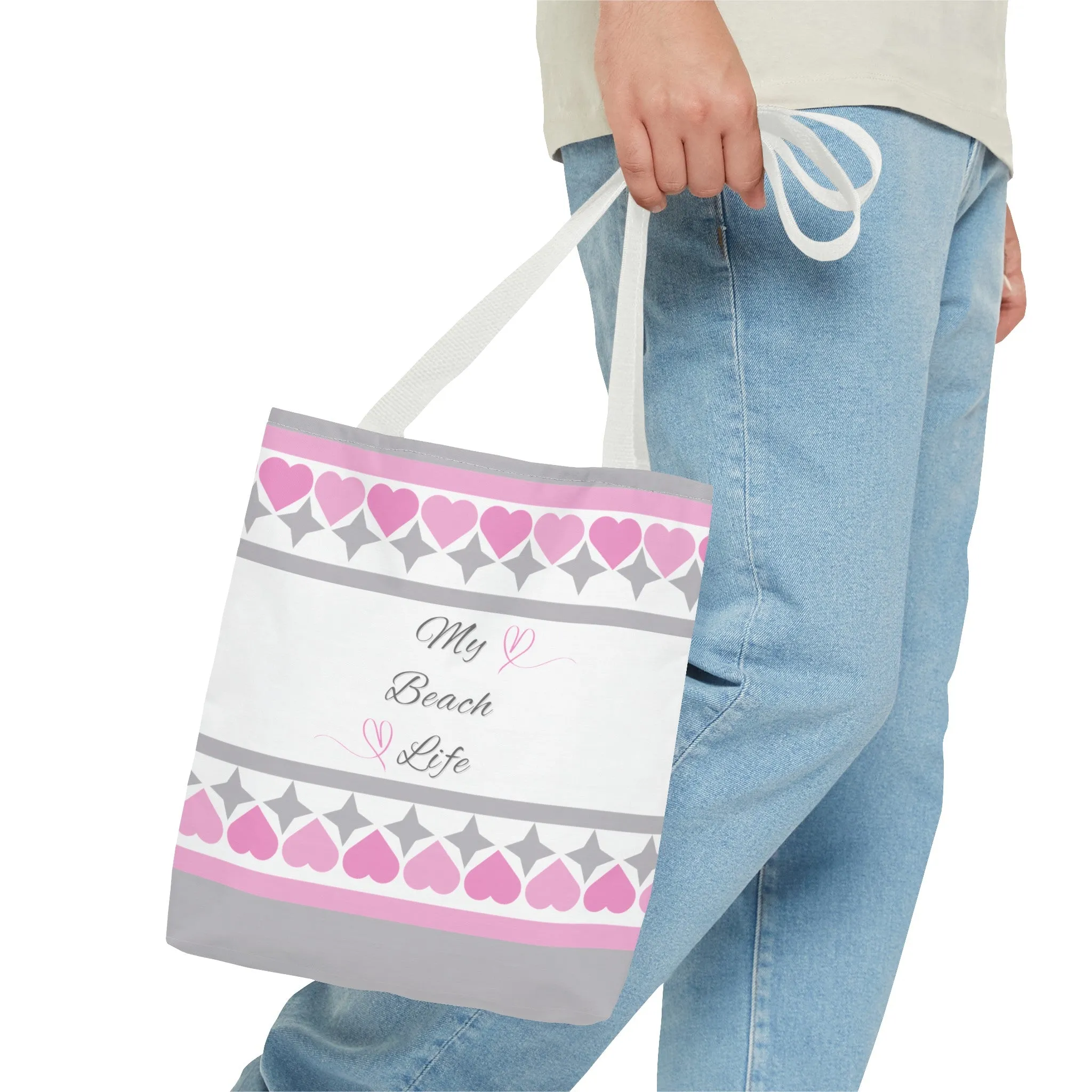 My beach life gray and pink Tote Bag (AOP)