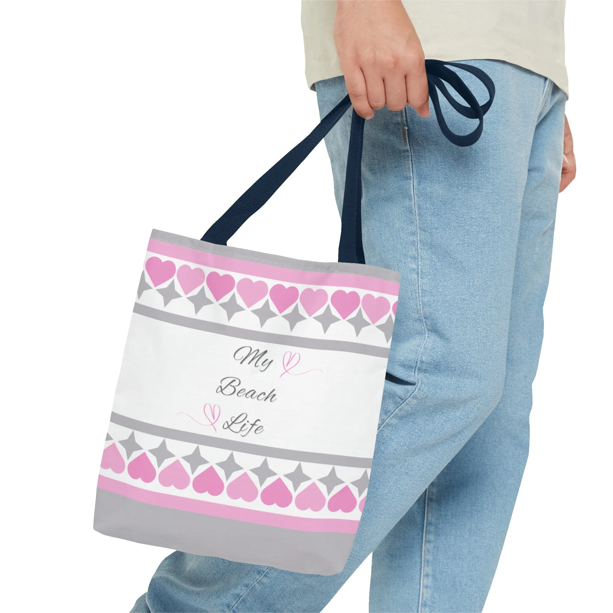 My beach life gray and pink Tote Bag (AOP)