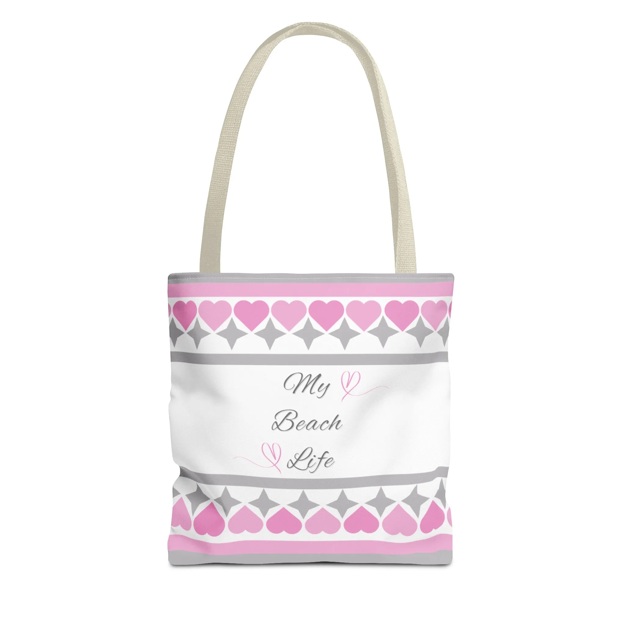 My beach life gray and pink Tote Bag (AOP)