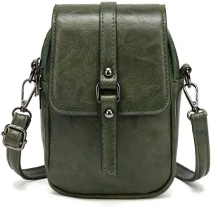 myfriday Vintage Crossbody Phone Bag for Women, Small Leather Shoulder Purse and Handbag with Tassel&Rivet Decoration