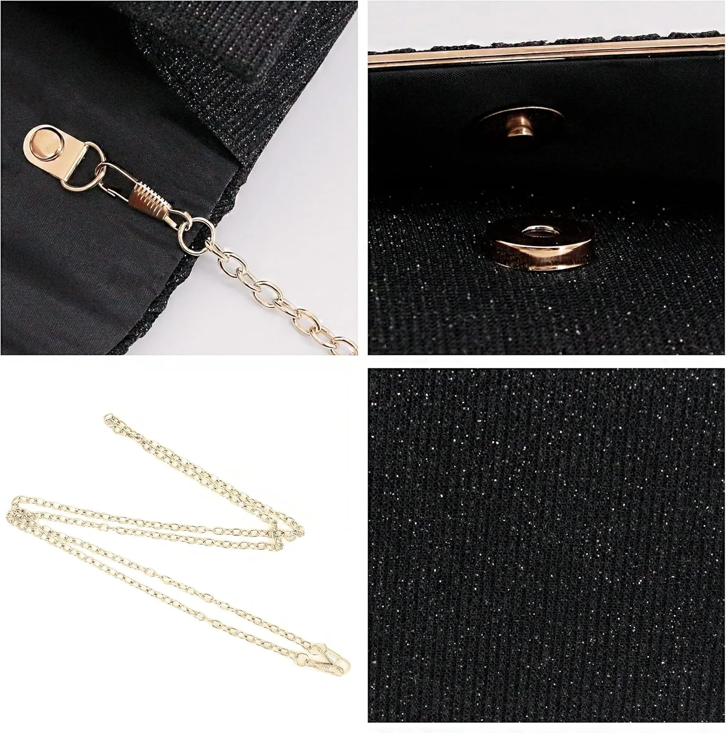 Naimo Flap Dazzling Small Clutch Bag Evening Bag With Detachable Chain