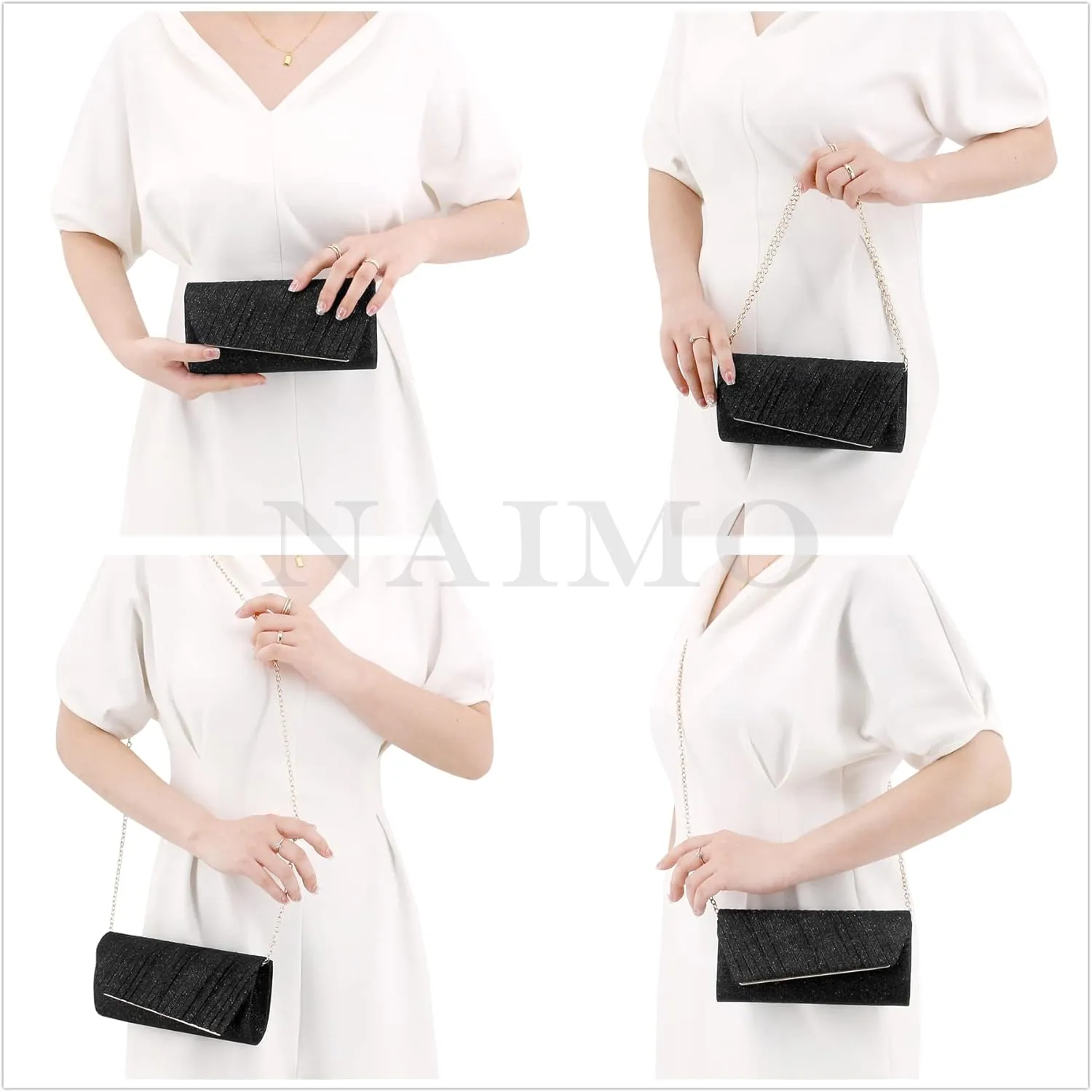 Naimo Flap Dazzling Small Clutch Bag Evening Bag With Detachable Chain