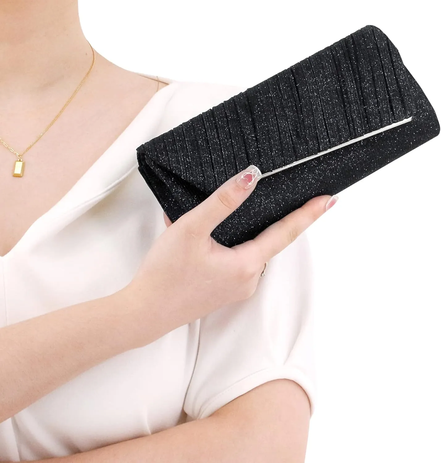 Naimo Flap Dazzling Small Clutch Bag Evening Bag With Detachable Chain