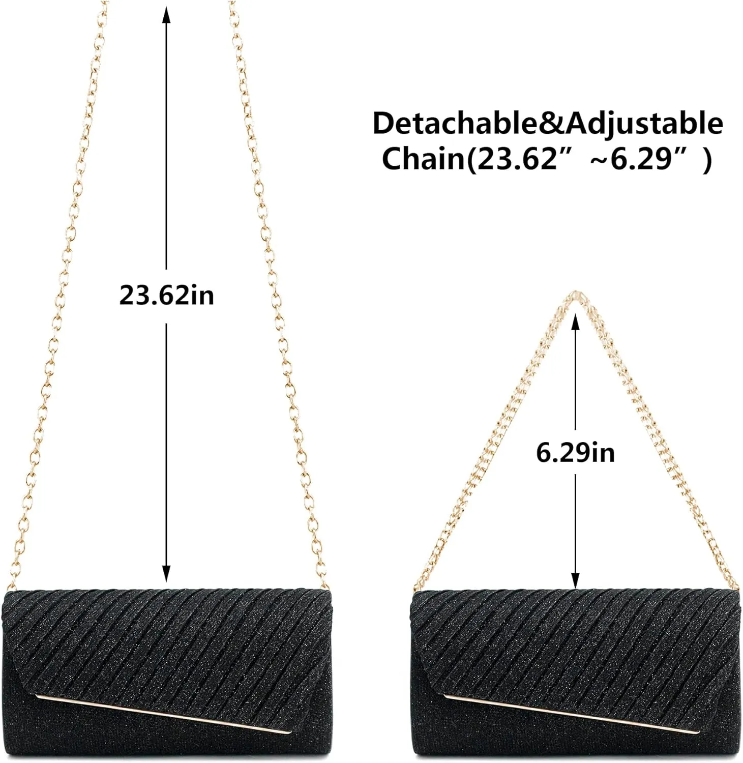 Naimo Flap Dazzling Small Clutch Bag Evening Bag With Detachable Chain