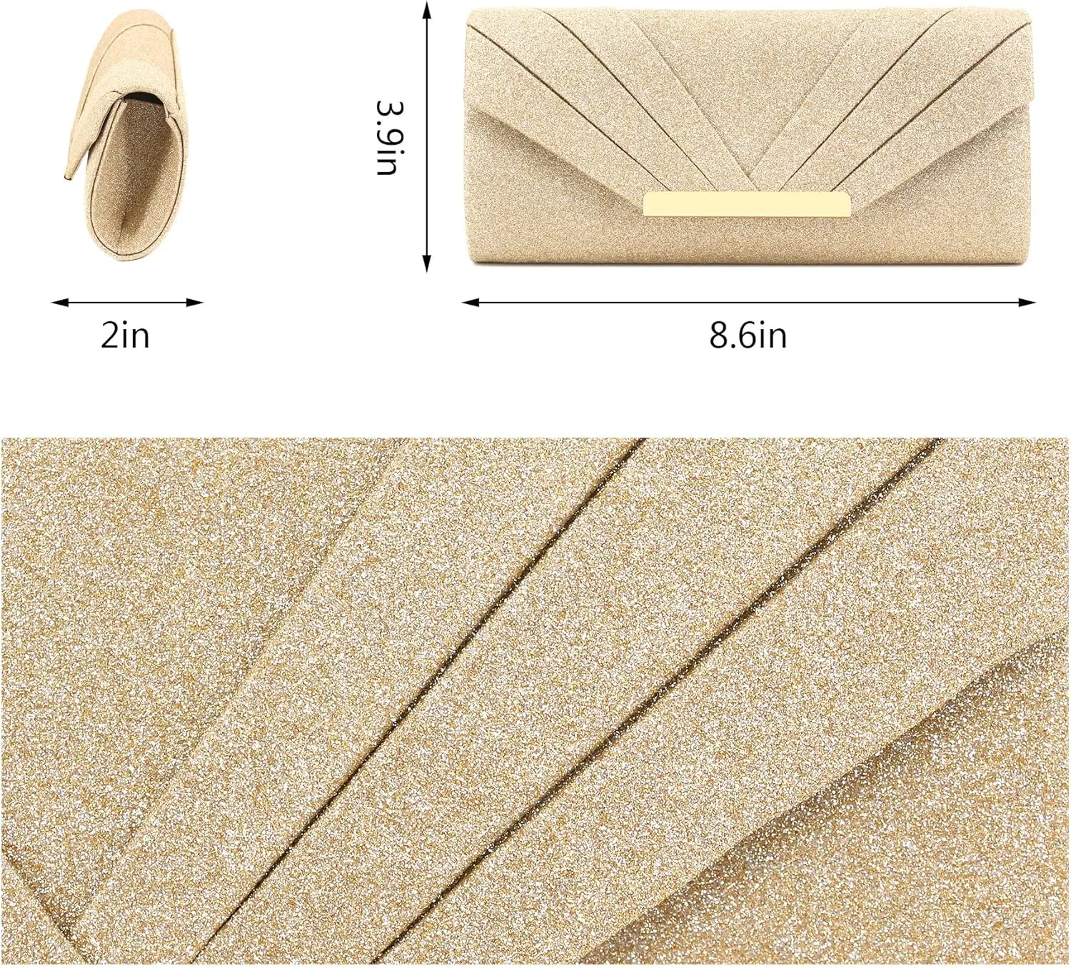 Naimo Womens Sparkle Paillette Clutch Bag Evening Bag Purse for Party Cocktail Wedding Elegance Envelope Purse Wallet Bag