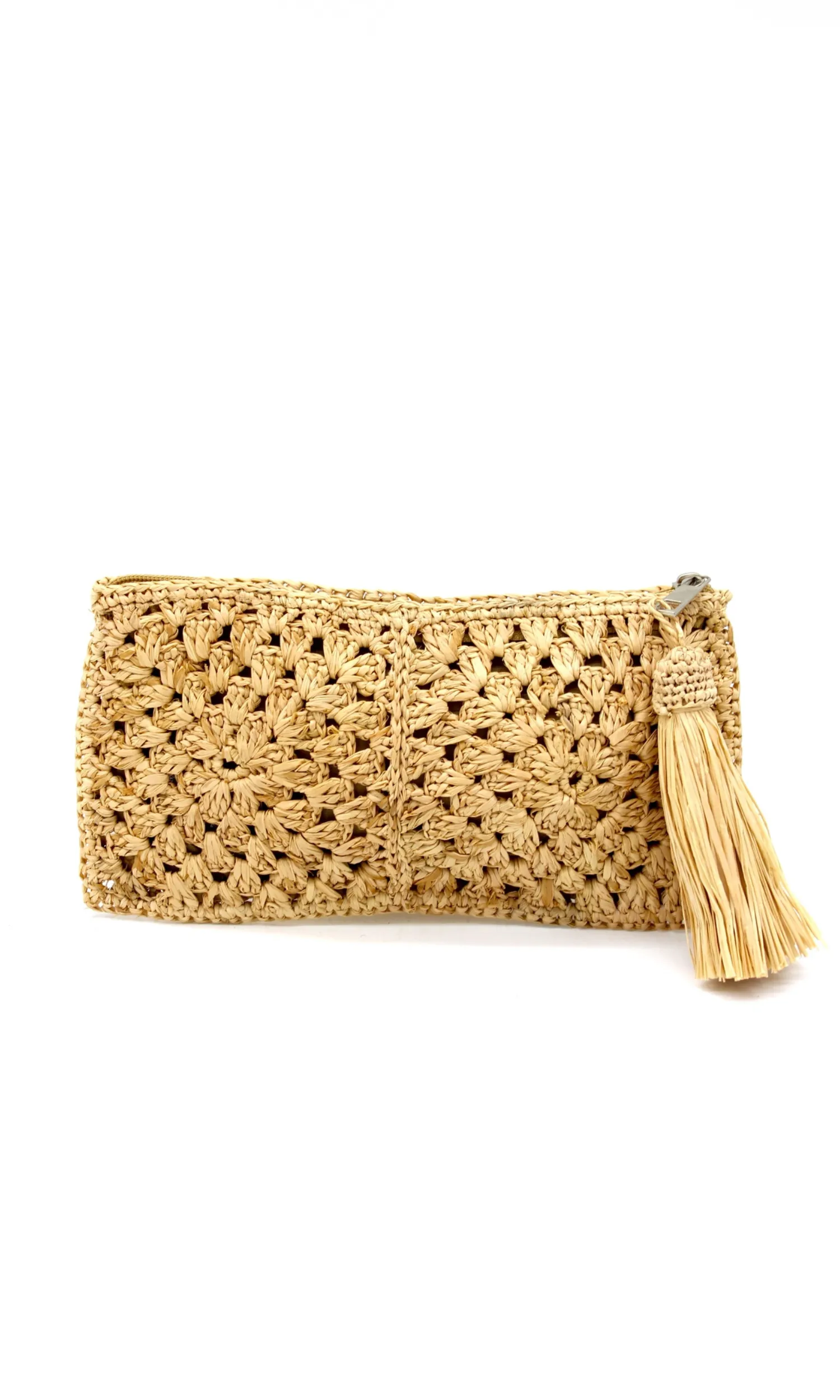 Nasolo Crochet Straw Clutch with Tassel