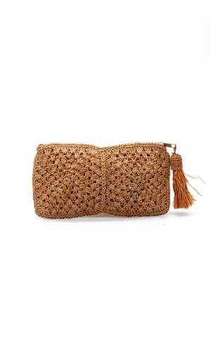 Nasolo Crochet Straw Clutch with Tassel