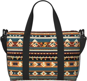 Native American Pattern print Travel Duffle Bag,Weekender Bags,Gym Duffel Bag,Luggage Duffle Overnight for Women Men