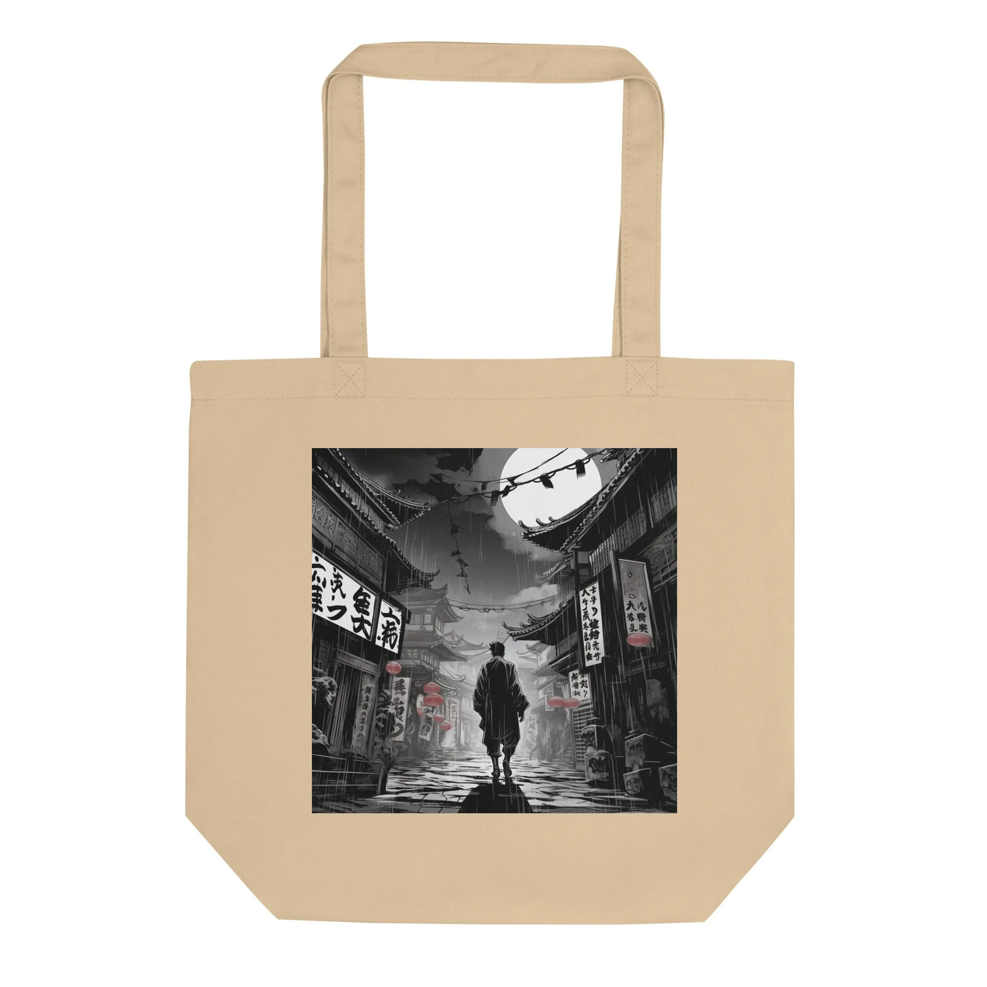 Natural Fiber Tote Bag Chinese Town