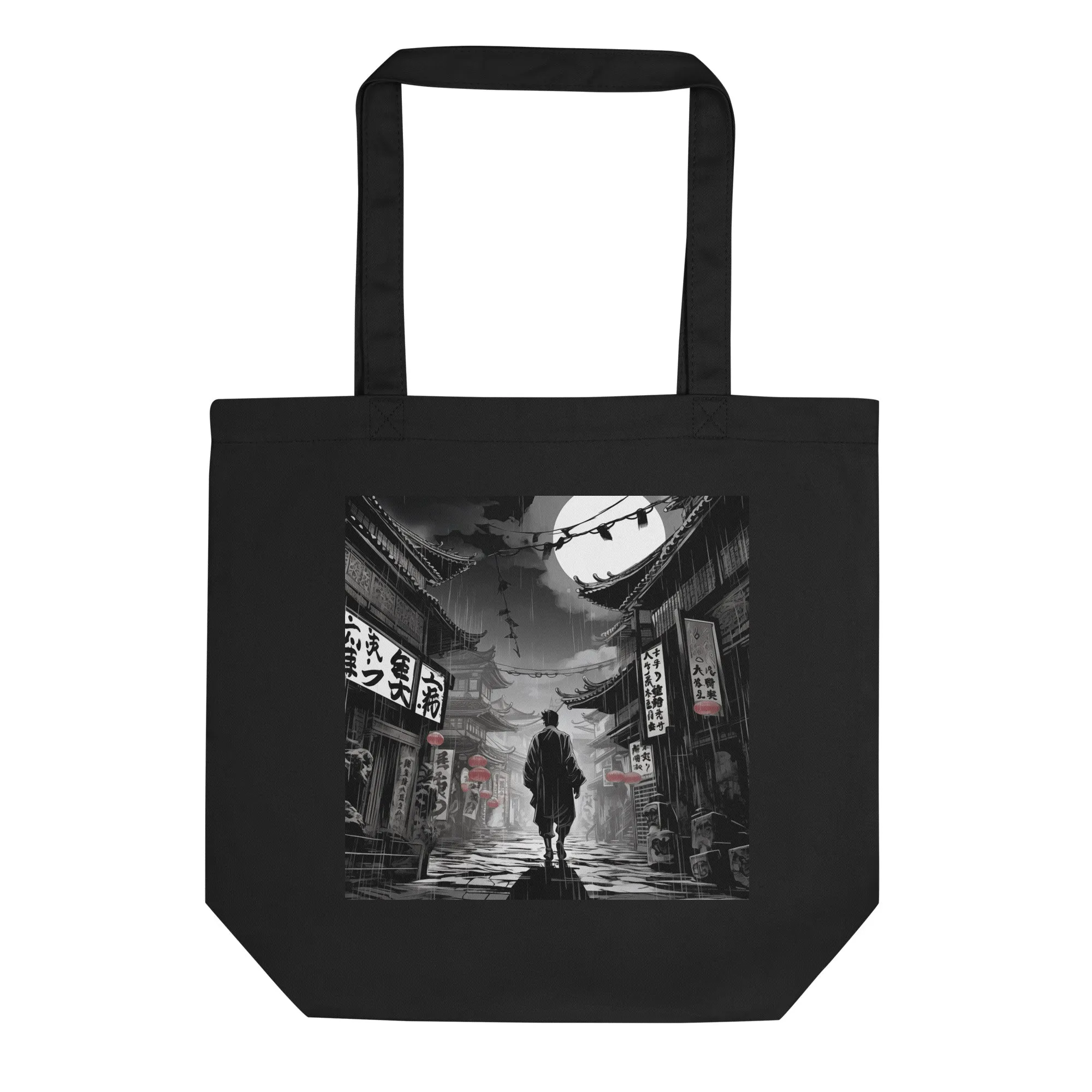 Natural Fiber Tote Bag Chinese Town