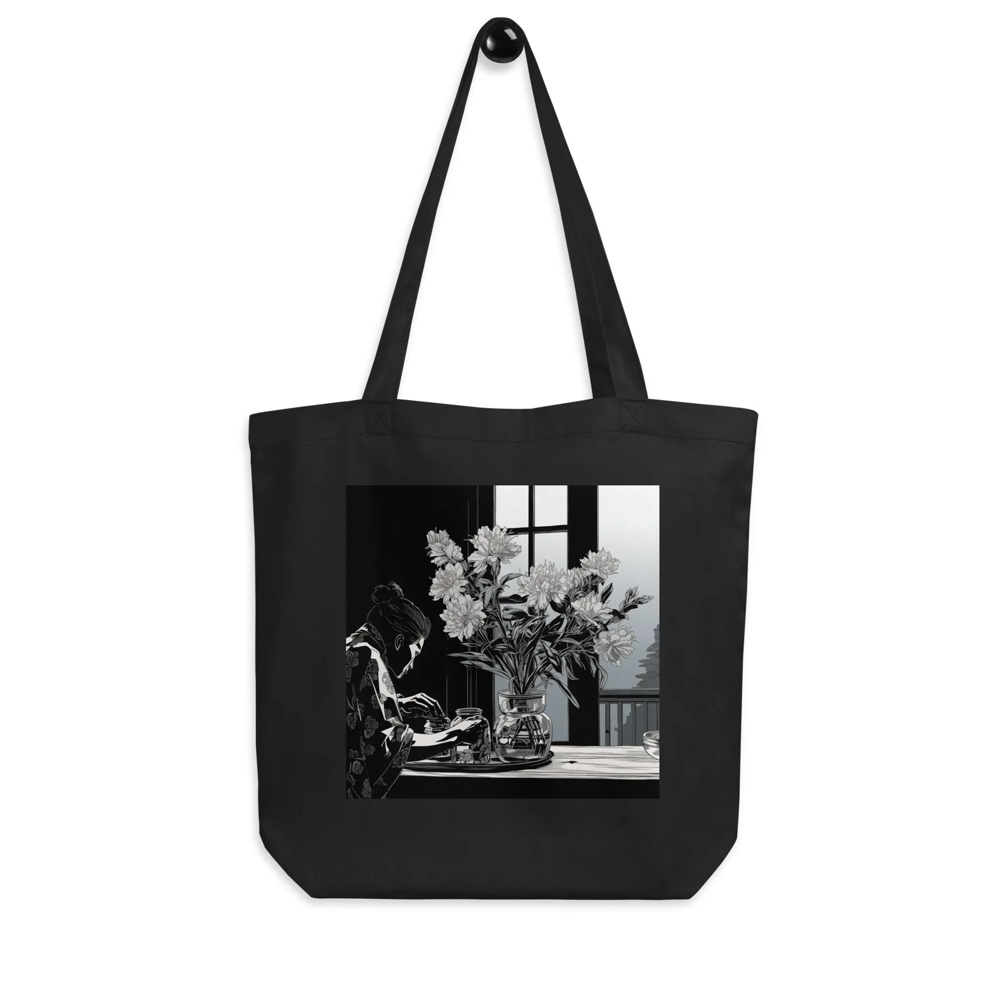 Natural Fiber Tote Bag Japanese Ikebana