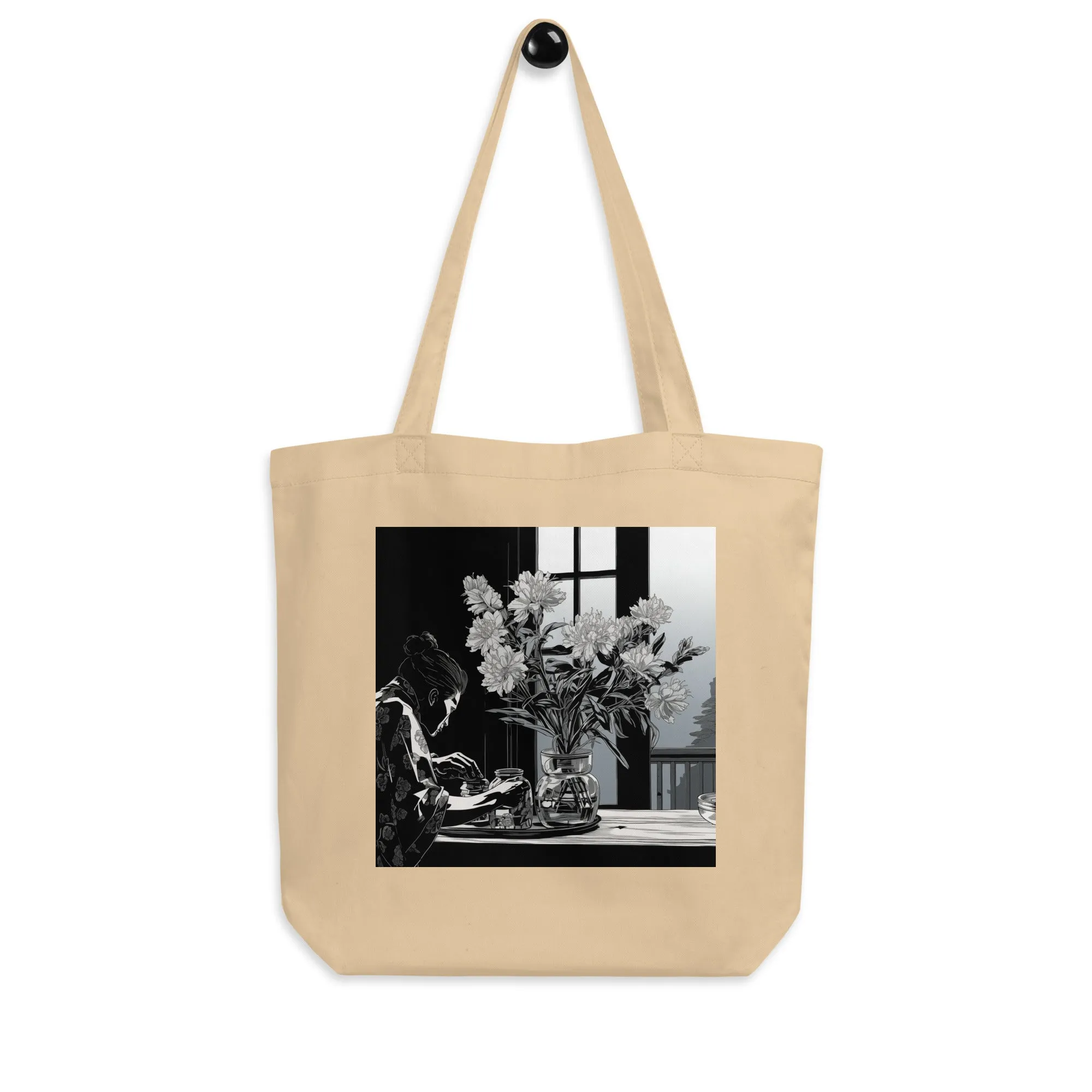 Natural Fiber Tote Bag Japanese Ikebana