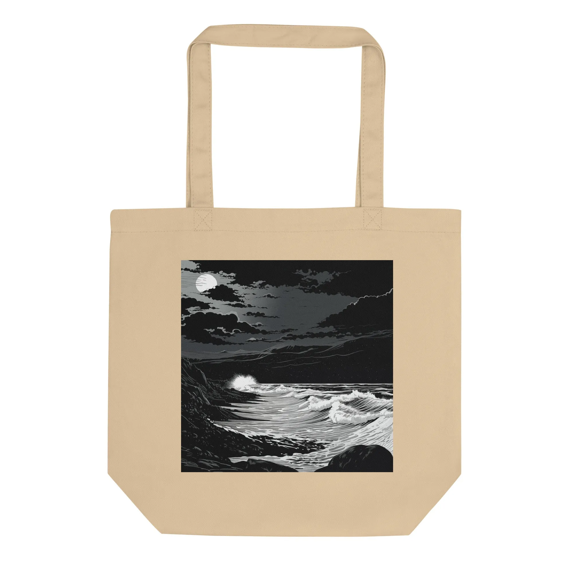 Natural Fiber Tote Bag Ocean Whisper