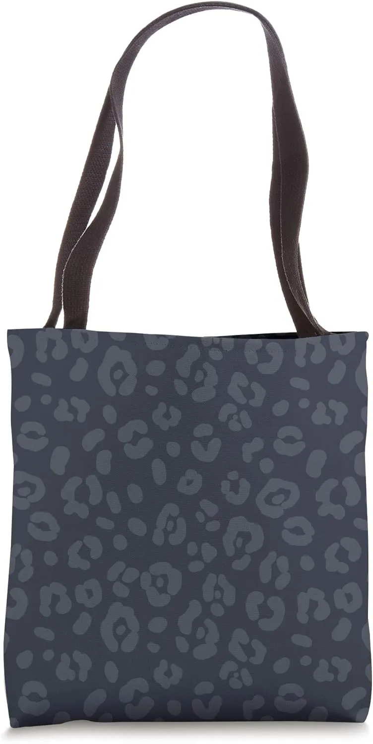 Navy Blue - Chic Elegant Leopard Animal Print Pattern Tote Bag
